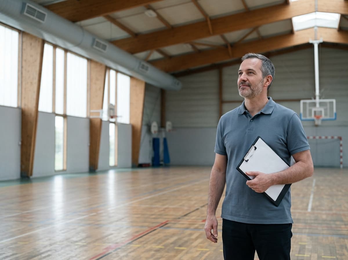 Responsable d'un équipement sportif municipal dans un gymnase équipé d'un système de déstratification d'air